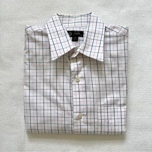 J.Crew 120’s 2-ply Blue and Pink Check Button Up Shirt